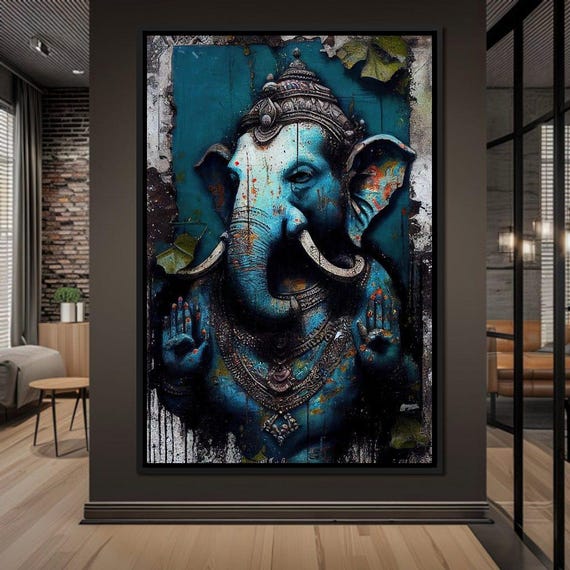 Wise Ganesha Hindu God Art Spiritual Wall Art Colorful Decor Indian Culture Ethnic Home Decor Divine Blessings By Nichecanvas