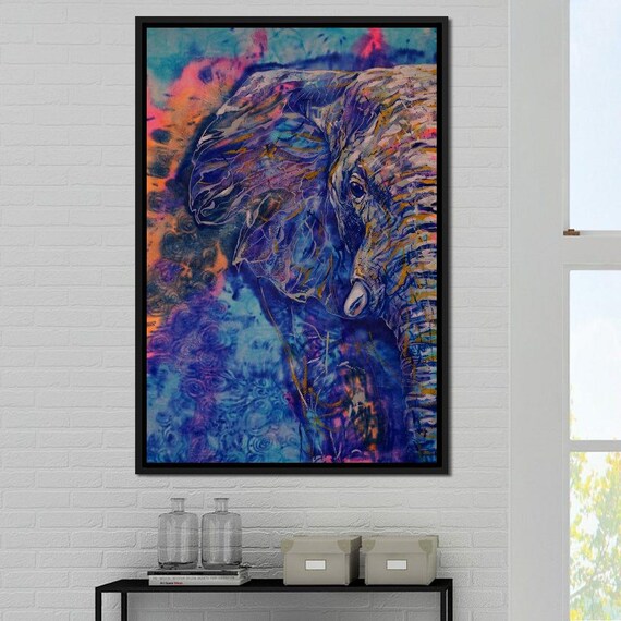 Blue Elephant Abstract Painting Colorful Wildlife Majestic Animal Wall Poster