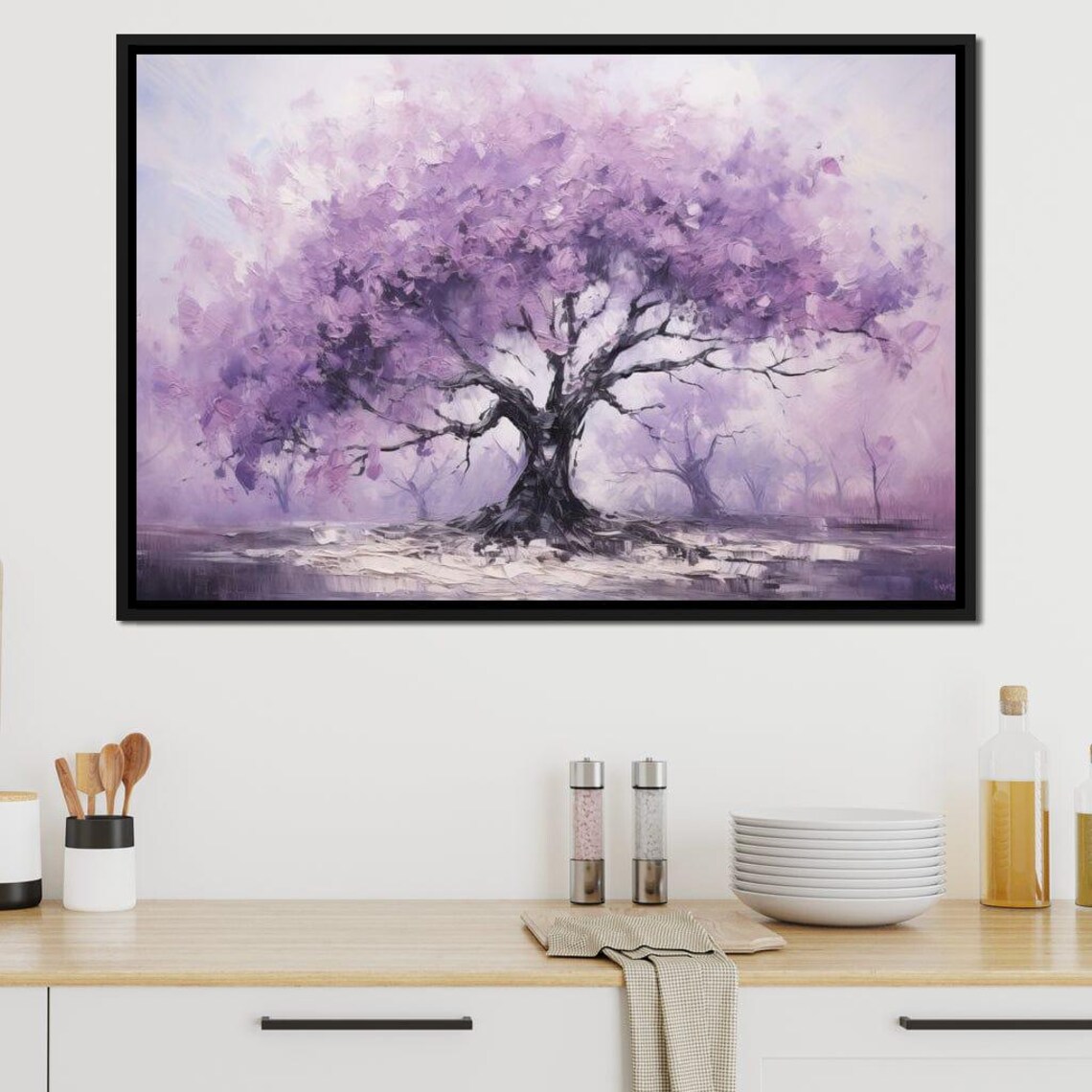 Blossoming Tree Monochrome Art Print, Contemporary - Image 4
