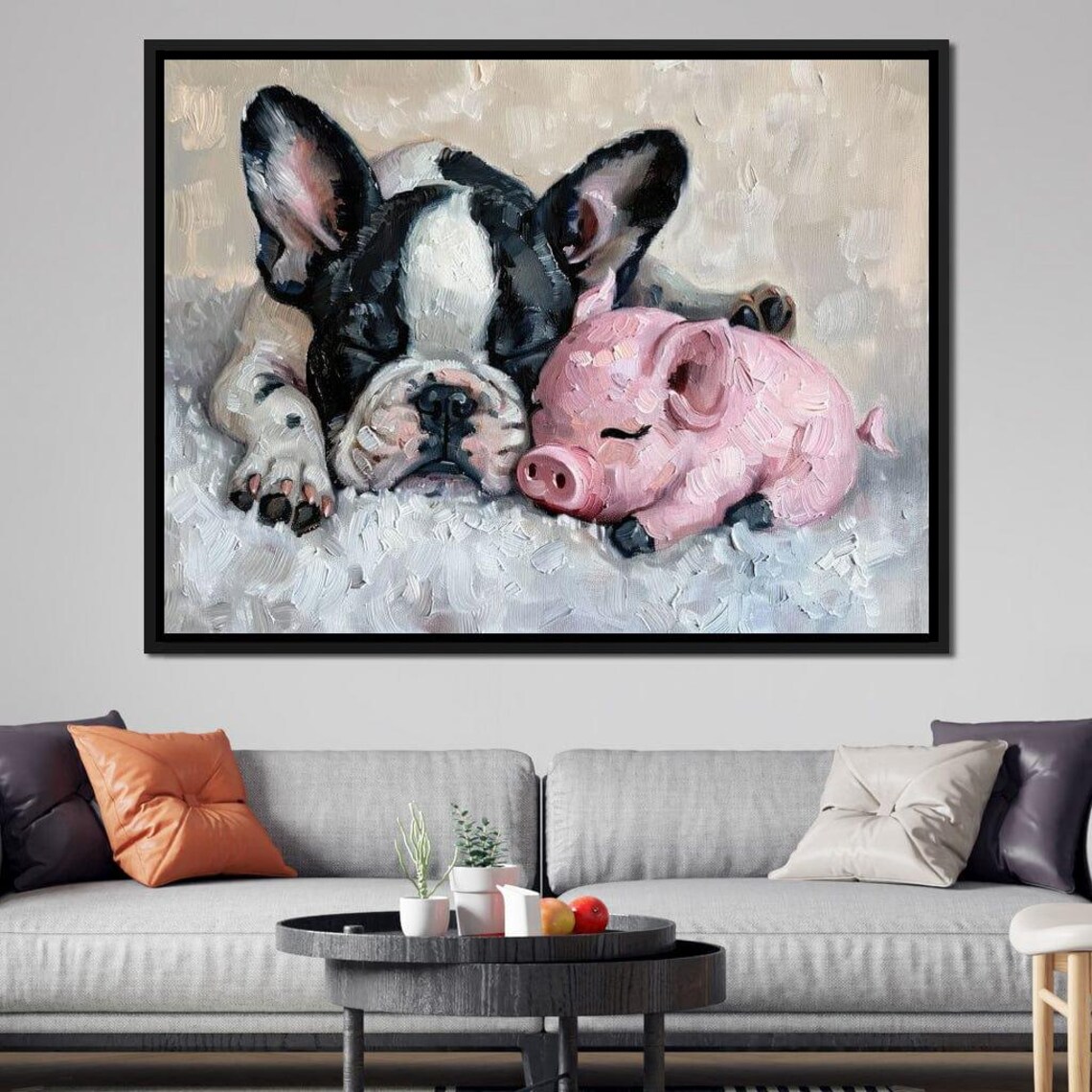 Cozy Frenchie Piglet Snooze Sleeping Puppy Pig Nursery Poster - Image 4