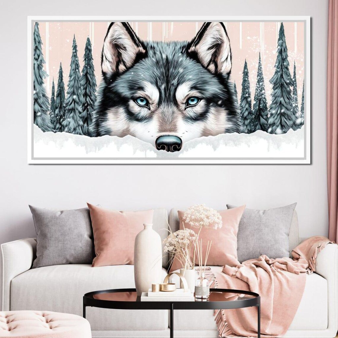 Wolf Spirit Amid Snowfall Pines, Modern Home Decor