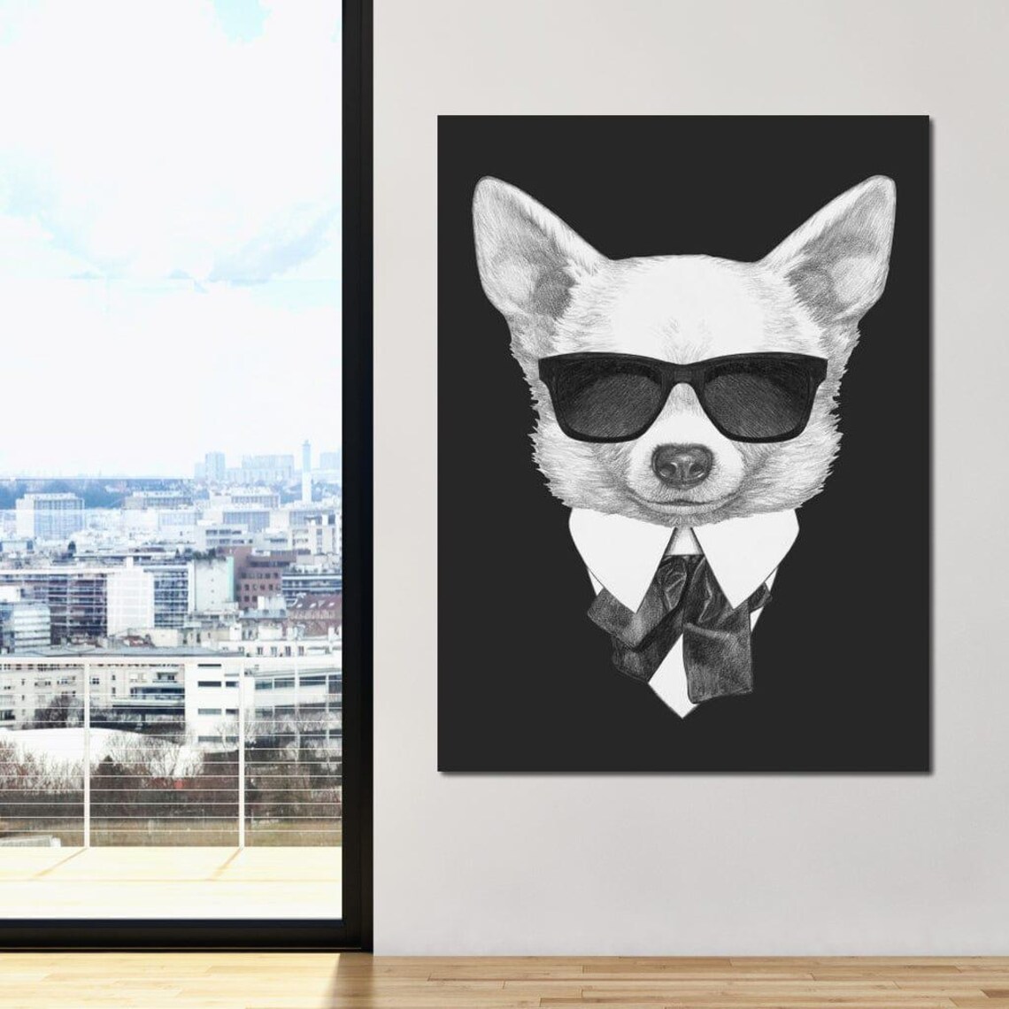 Stylish Chihuahua Sunglasses Bow Tie Black White Funny Pet Poster - Image 3