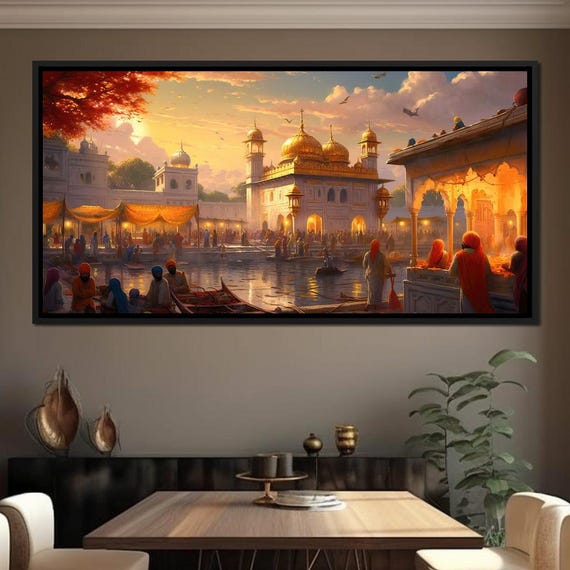 Sikh Temple Golden Temple Art Spiritual Decor Indian Heritage Peaceful Temple Landscape Vibrant Home Decor By Nichecanvas