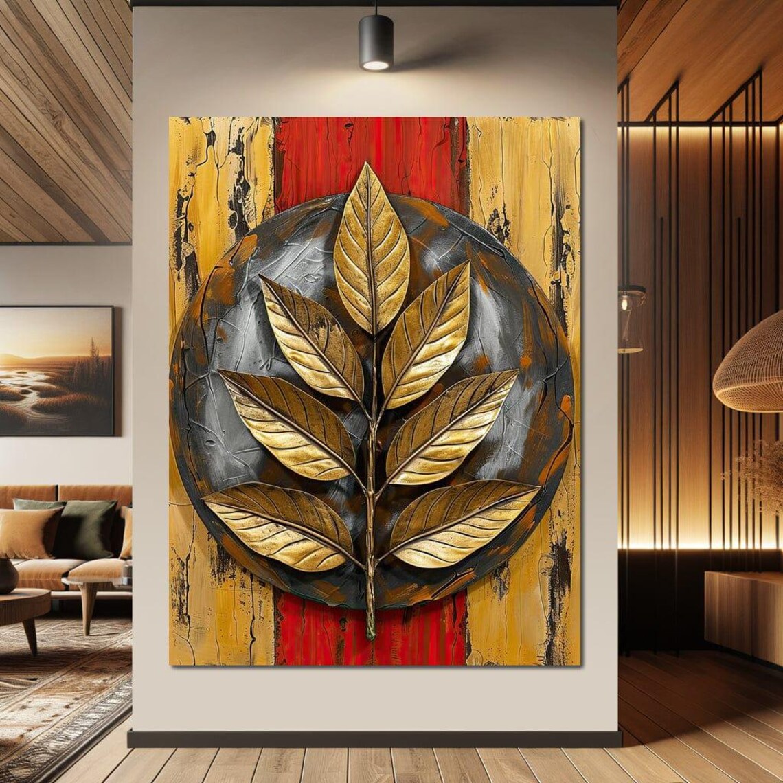 Golden Botanical Orbit - Abstract Botanical Art - Image 4