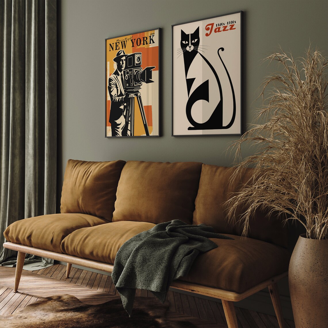 1920s 1930s Jazz Black Cat Art Deco Sleek Feline Retro Music Poster - Image 3