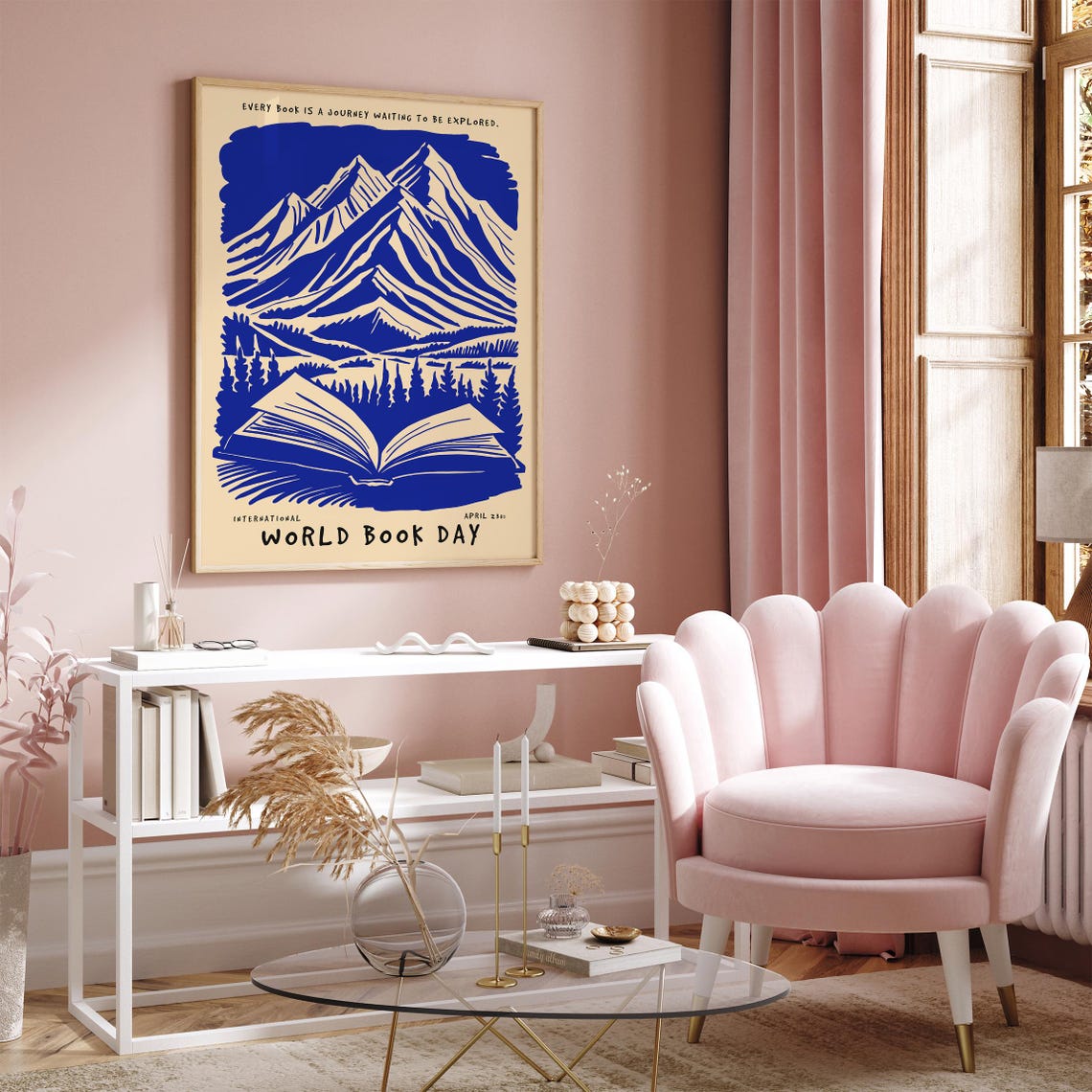International World Book Day Mountain Landscape Open Book Poster - Image 3