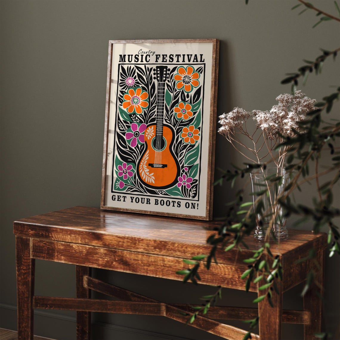 Country Music Art Print Vintage Music Poster Western Poster Nashville Floral Poster Farmhouse Decor Country Music Fan Cowboy Wall Art - Image 5