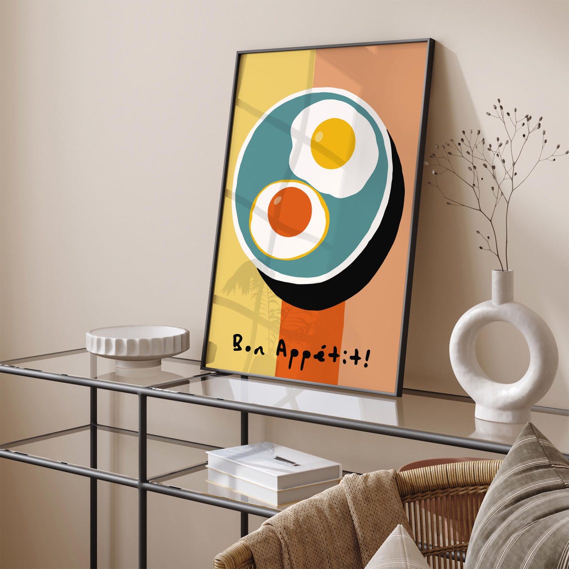 Bon Appétit Fried Eggs Retro Kitchen Breakfast Decor Art Poster - Image 3