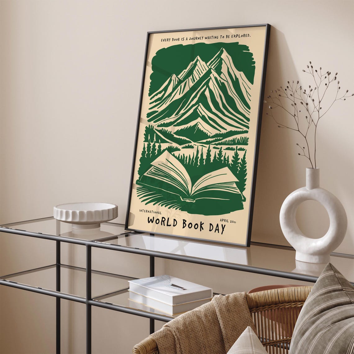 International World Book Day Mountain Landscape Open Book Poster - Image 5
