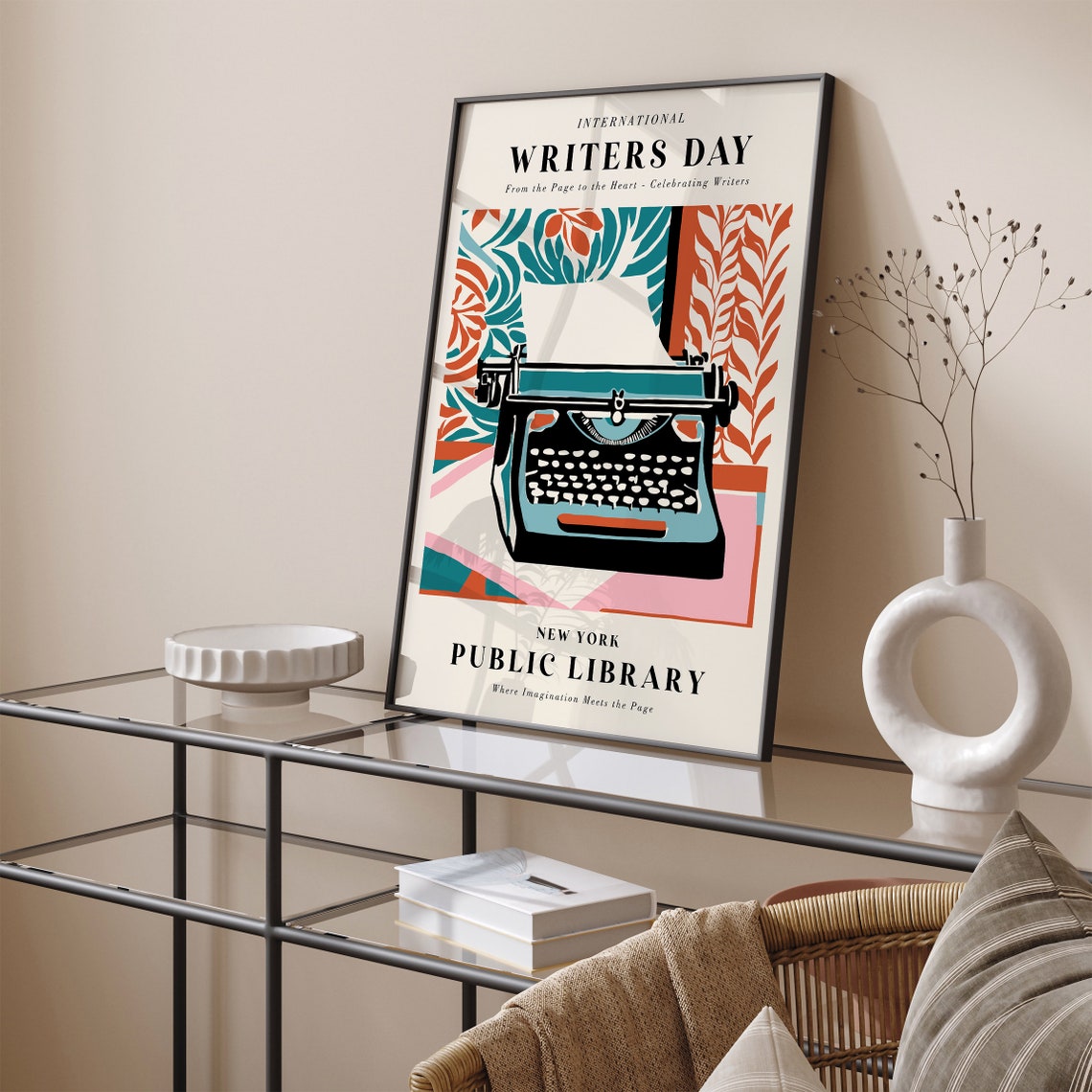 International Writers Day New York Public Library Typewriter Poster - Image 4