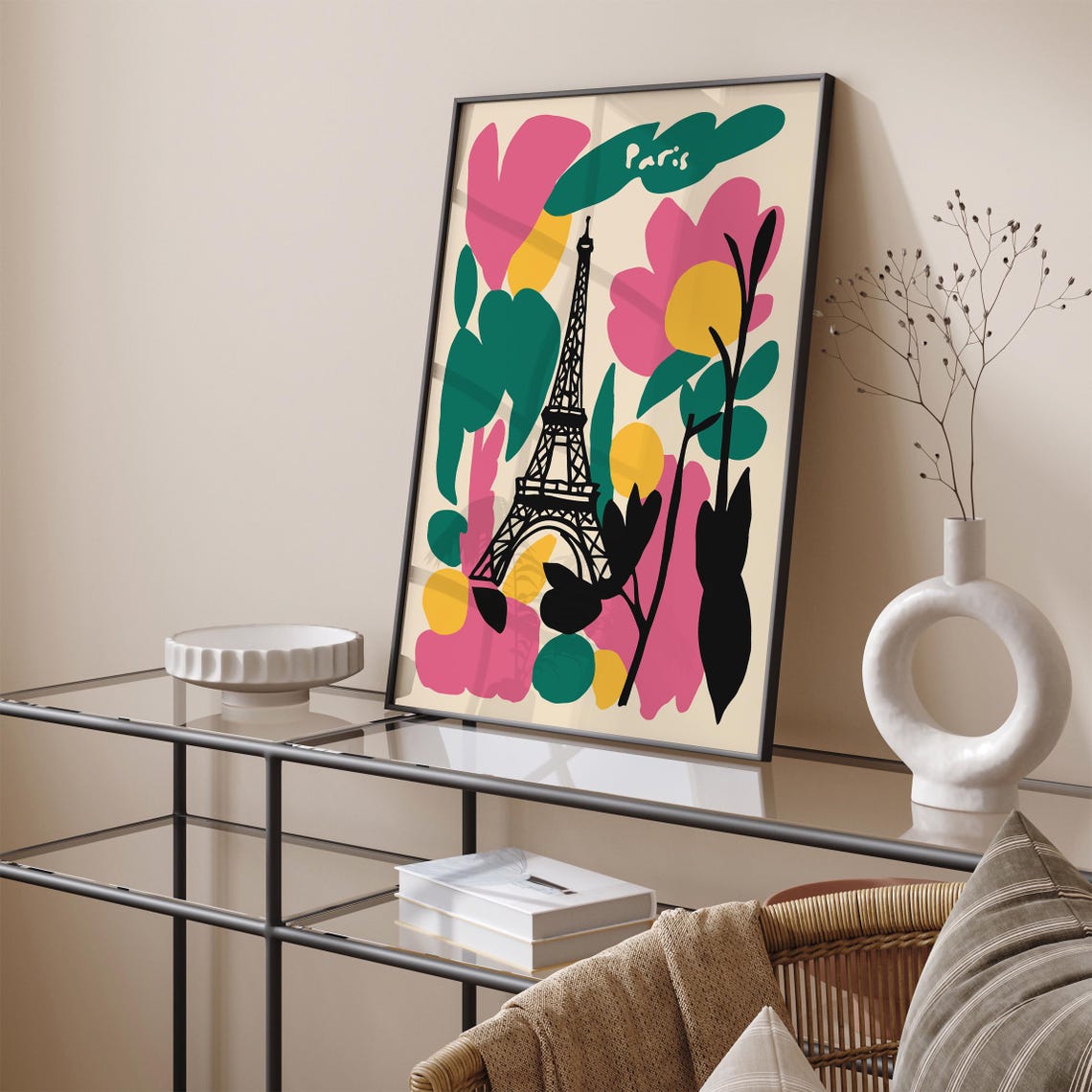 Joyful Abstract Pink Floral Eiffel Tower Paris Floral Poster - Image 5