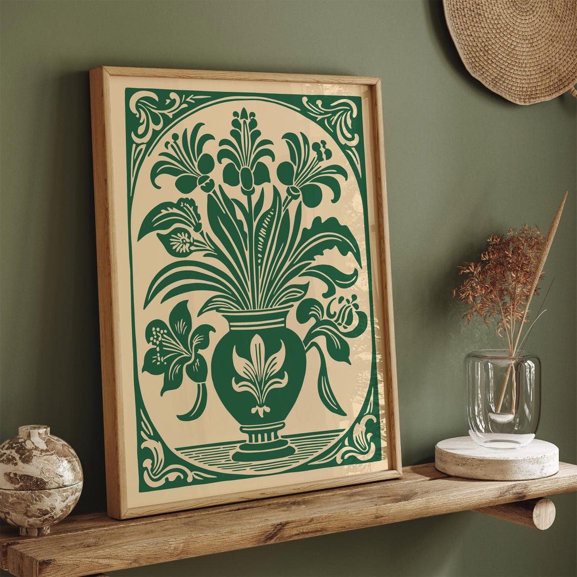 Rococo Indigo Blue Bouquet Vase Elegant Floral Vintage Decor Poster - Image 3