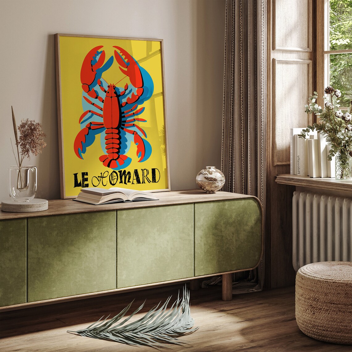 Le Homard Retro Lobster Pop Art Poster with Bold Red and Yellow - Image 3