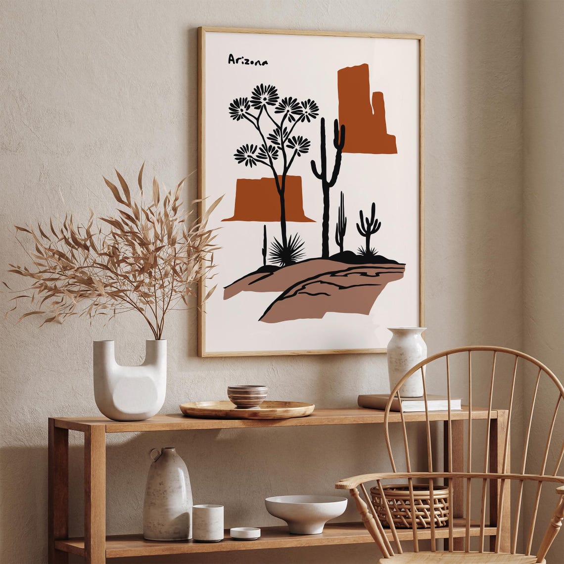 Arizona Modern Minimalist Cactus Mesa Desert Boho Style Poster - Image 2