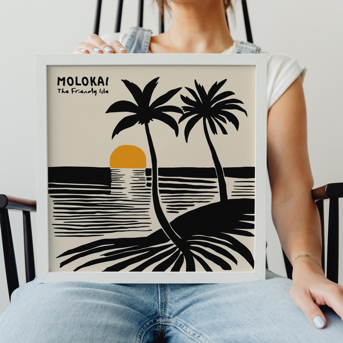 Molokai The Friendly Isle Sunset Palm Beach Square Art Poster - Image 4