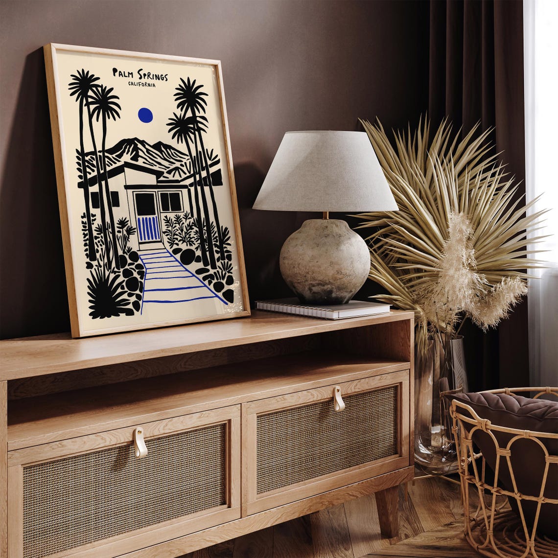 Palm Springs California Black Ink Desert Villa Palms Travel Poster - Image 4