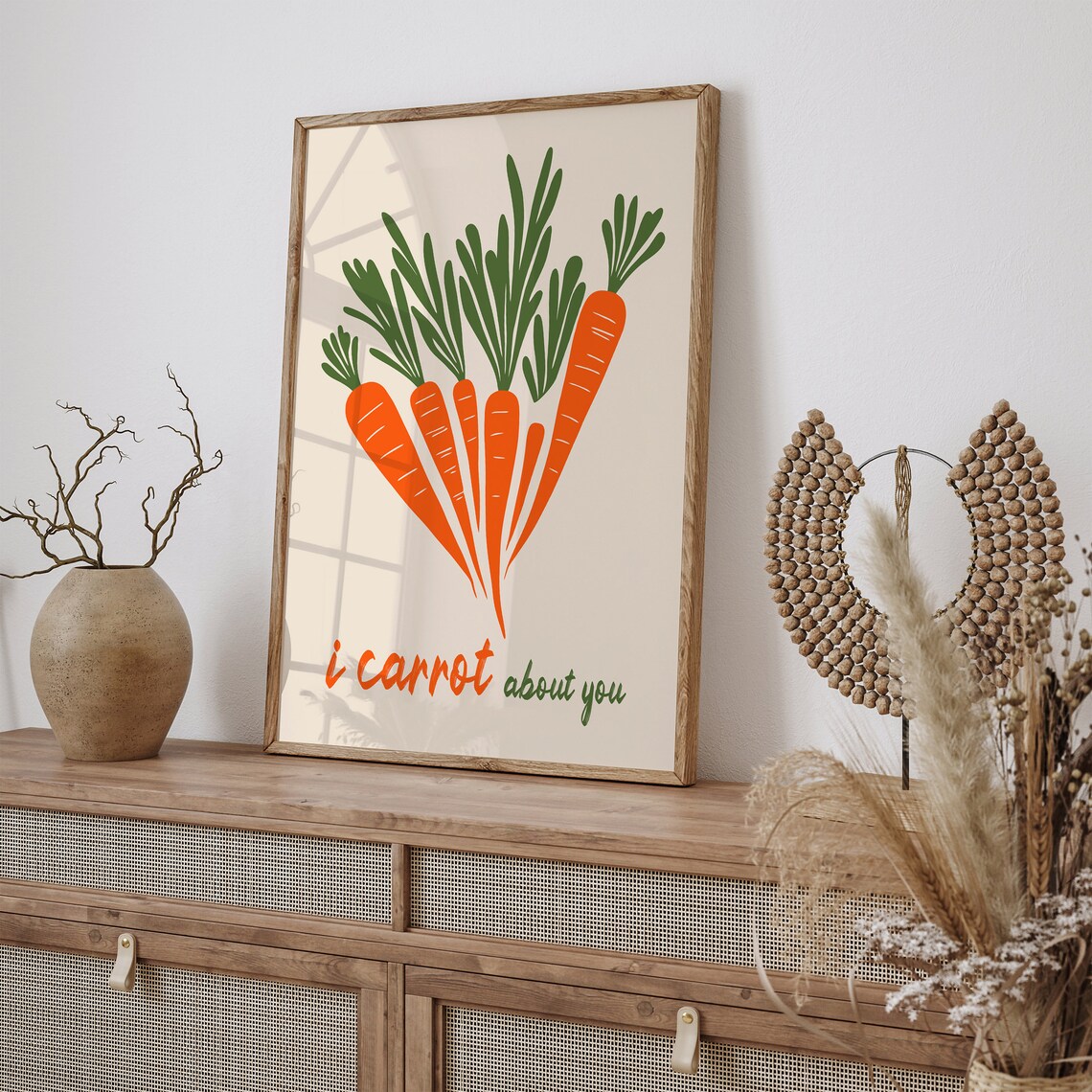 I Carrot About You Pun Poster with Playful Carrot Illustration - Image 3
