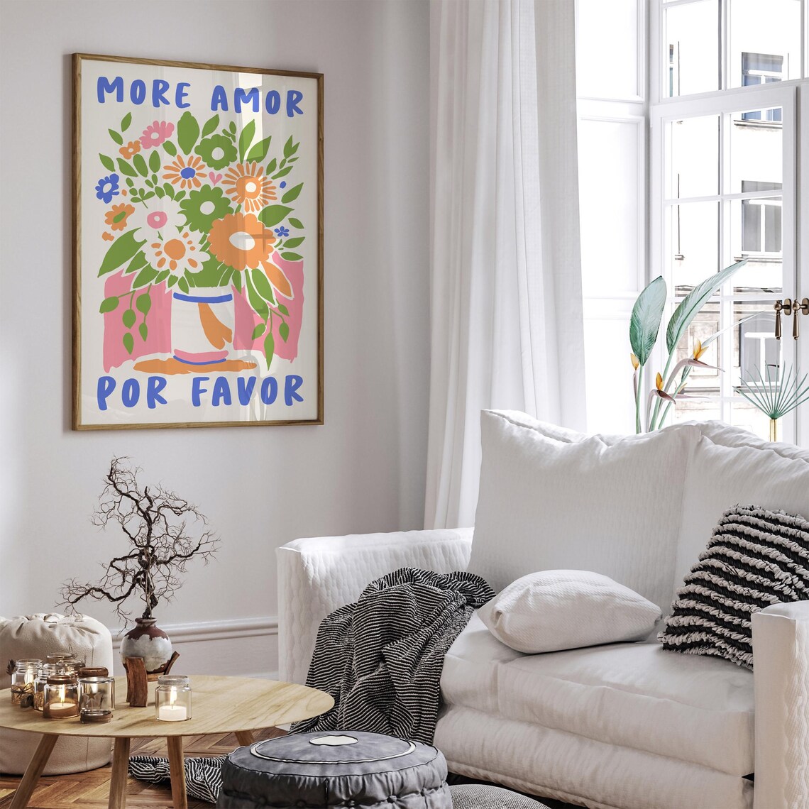 More Amor Por Favor Colorful Flower Bouquet Love Quote Art Poster - Image 4