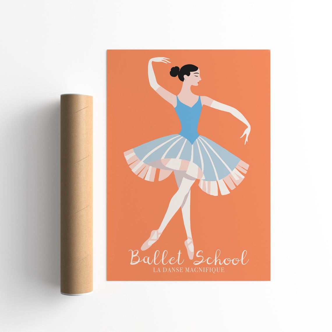 Ballet School La Danse Magnifique Ballerina Coral Orange Poster - Image 2