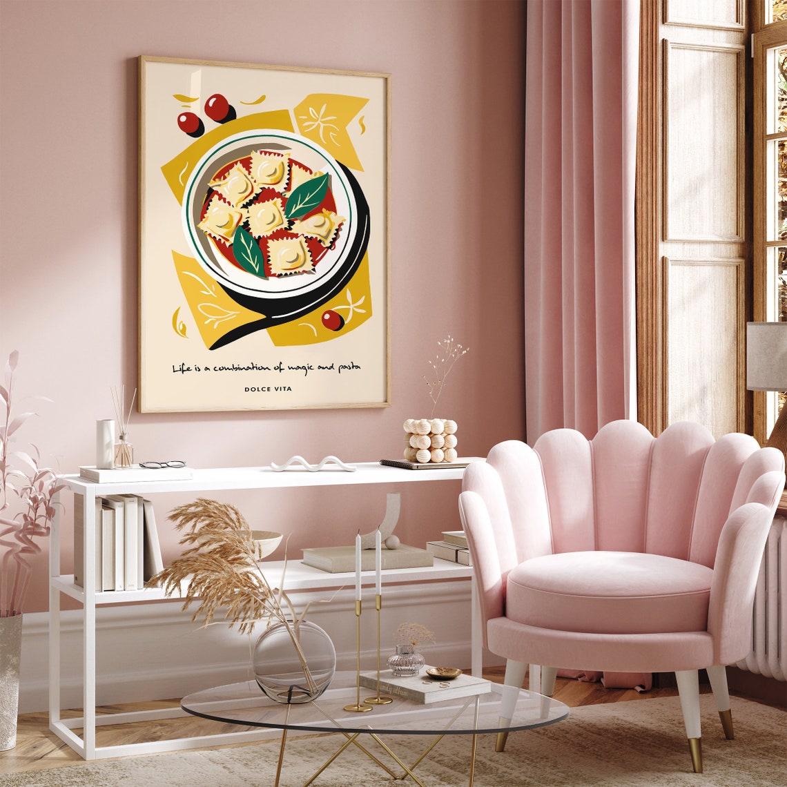 Ravioli Bowl Dolce Vita Life Is Magic and Pasta Italian Food Poster - Image 4