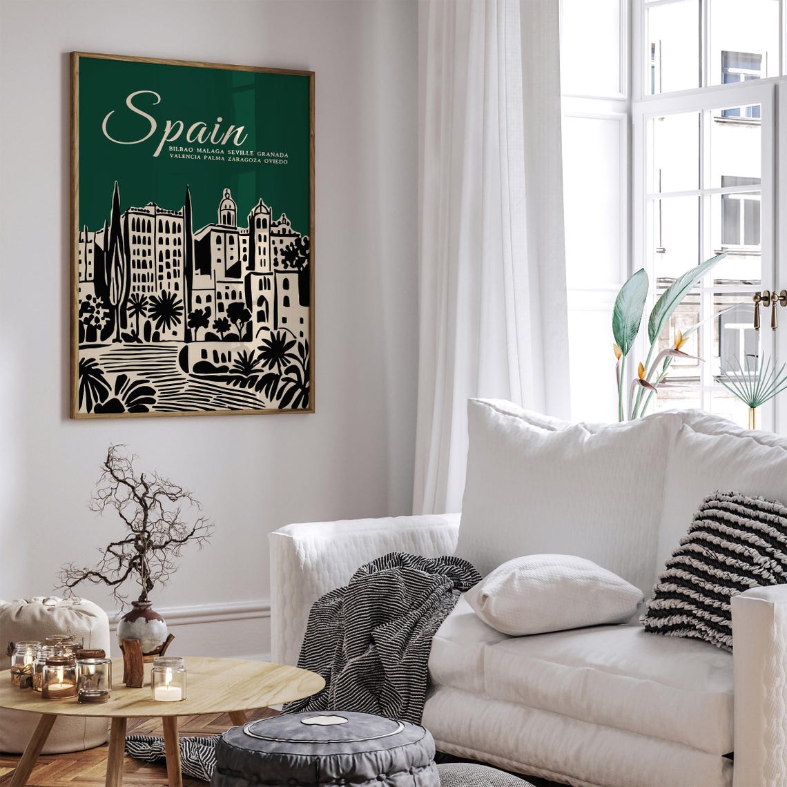 Spain Green Bilbao Malaga Seville Granada Classic Skyline Poster - Image 6