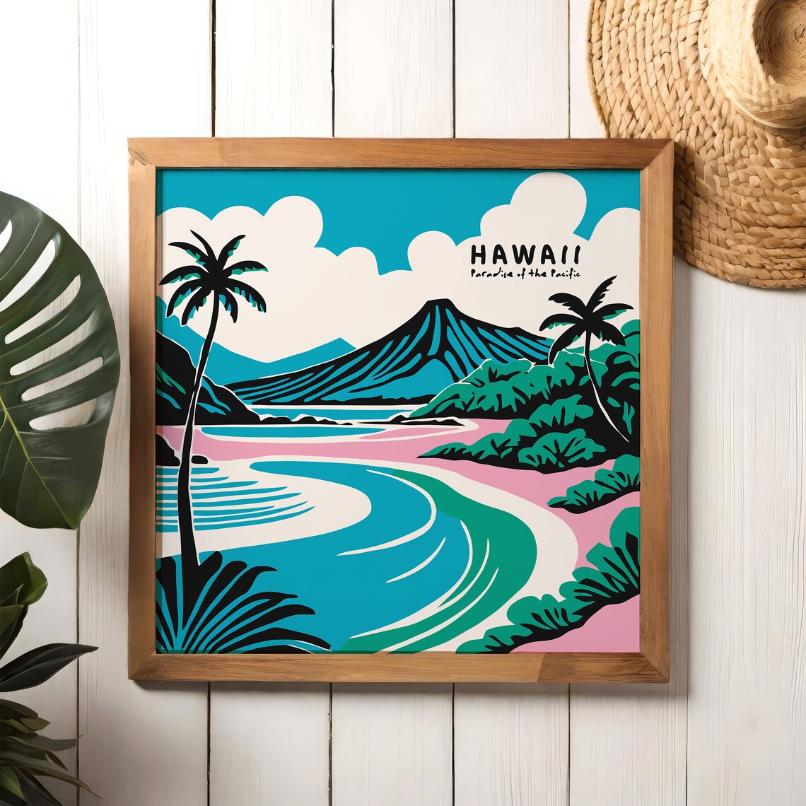 Hawaii Paradise Of The Pacific Pink Beach Lagoon Travel Poster - Image 6