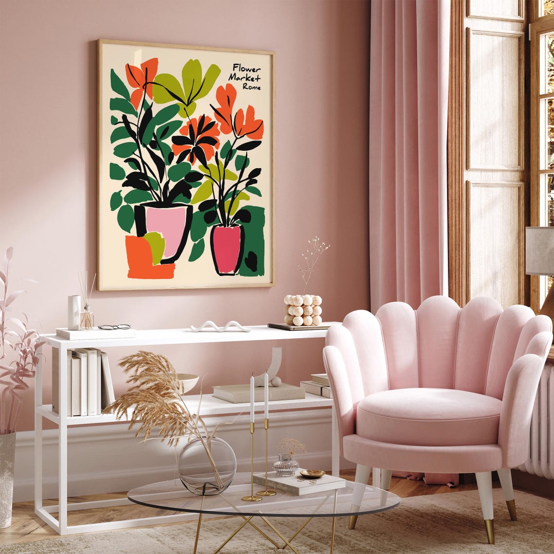Flower Market Rome Potted Plants Bold Matisse Style Art Poster - Image 4