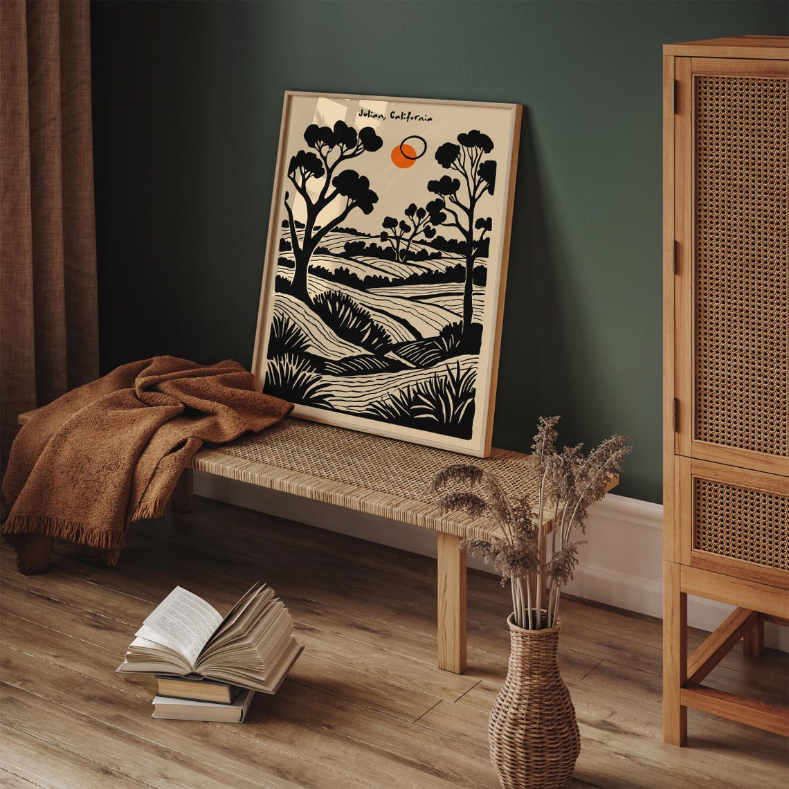 Julian California Sunset Hills Black Ink Nature Landscape Poster - Image 6