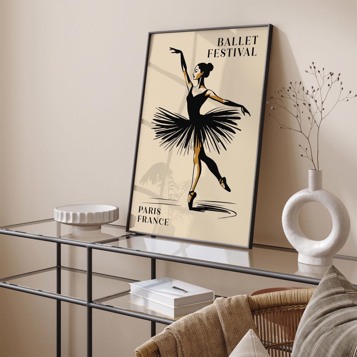 Ballet Festival Paris France Black Tutu Ballerina Silhouette Poster - Image 6