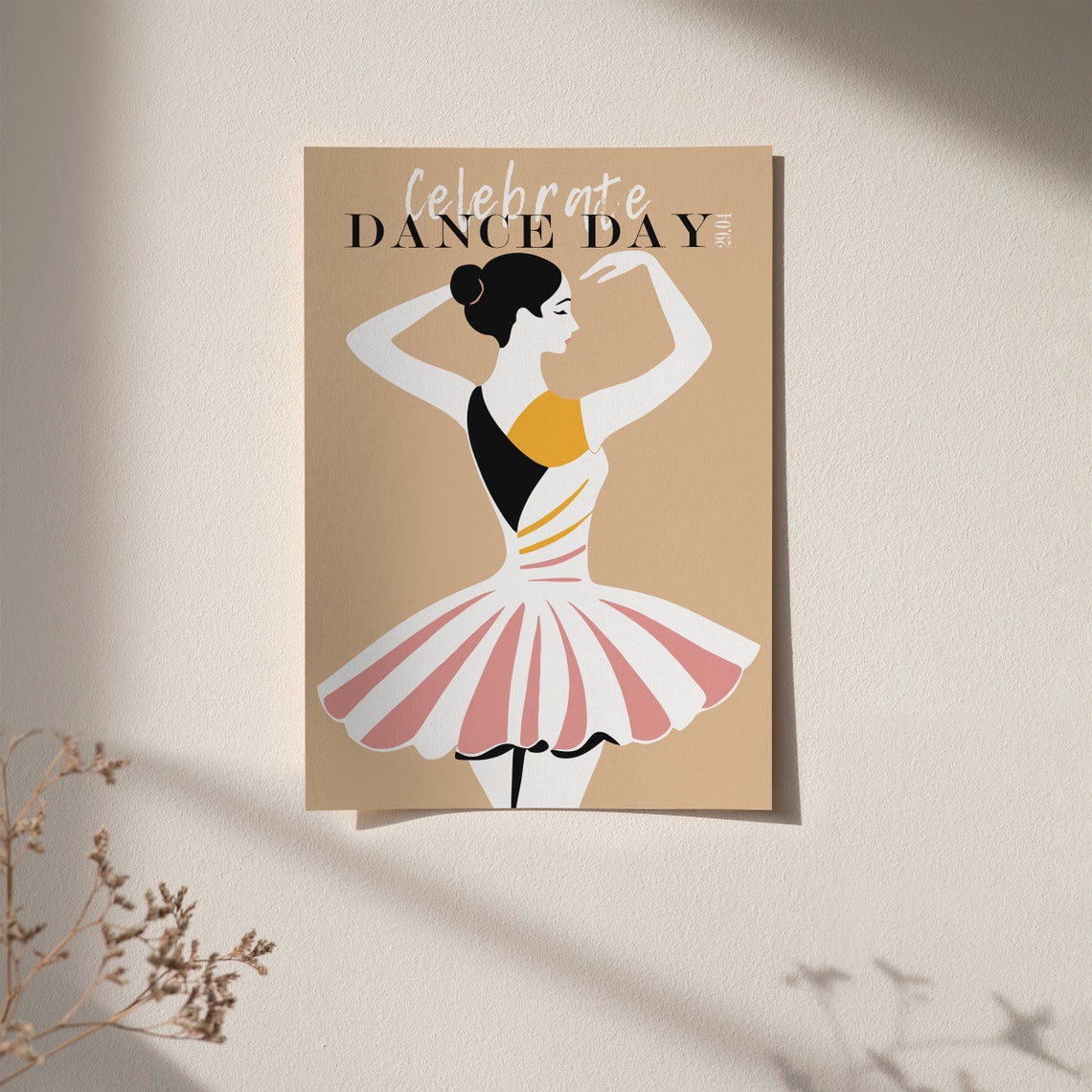 Celebrate Dance Day April 29 Blush Pink Tutu Ballerina Poster - Image 5