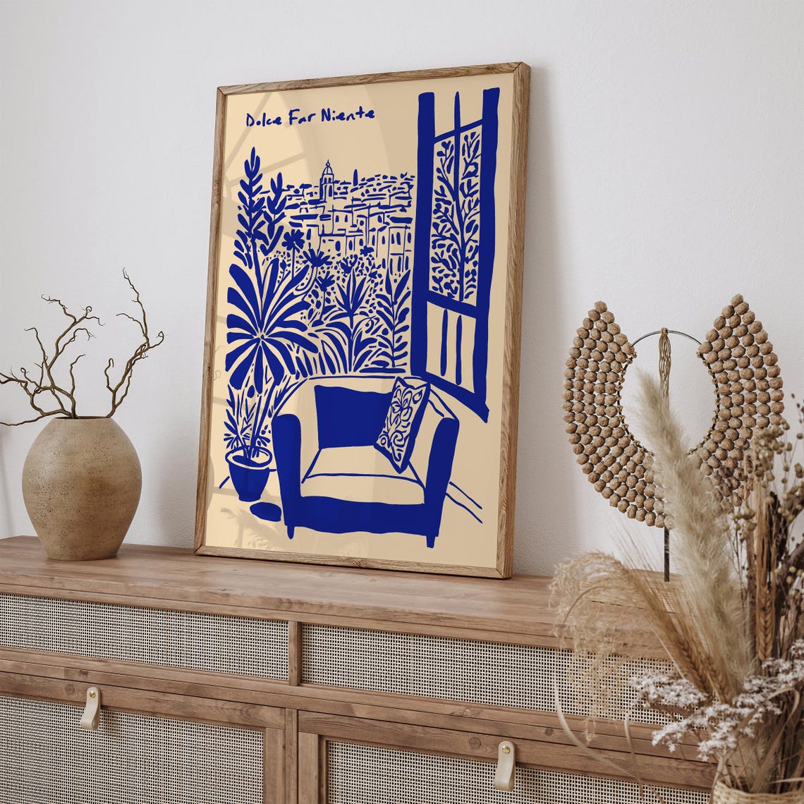 Dolce Far Niente Italian Balcony View Blue Illustration Wall Art - Image 5
