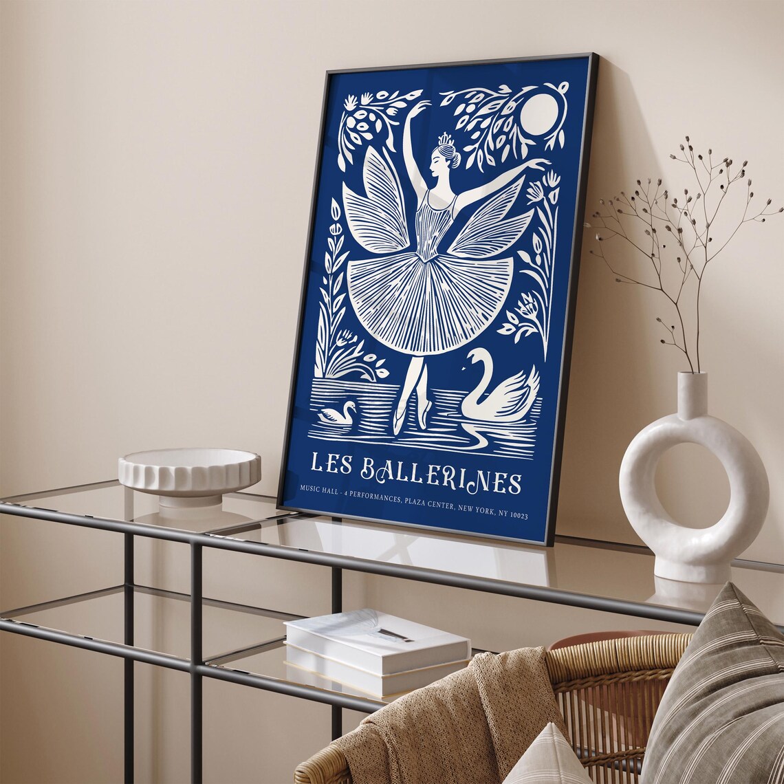 Les Ballerines Blue Poster with Swan Lake Ballerina Cutout Art - Image 3