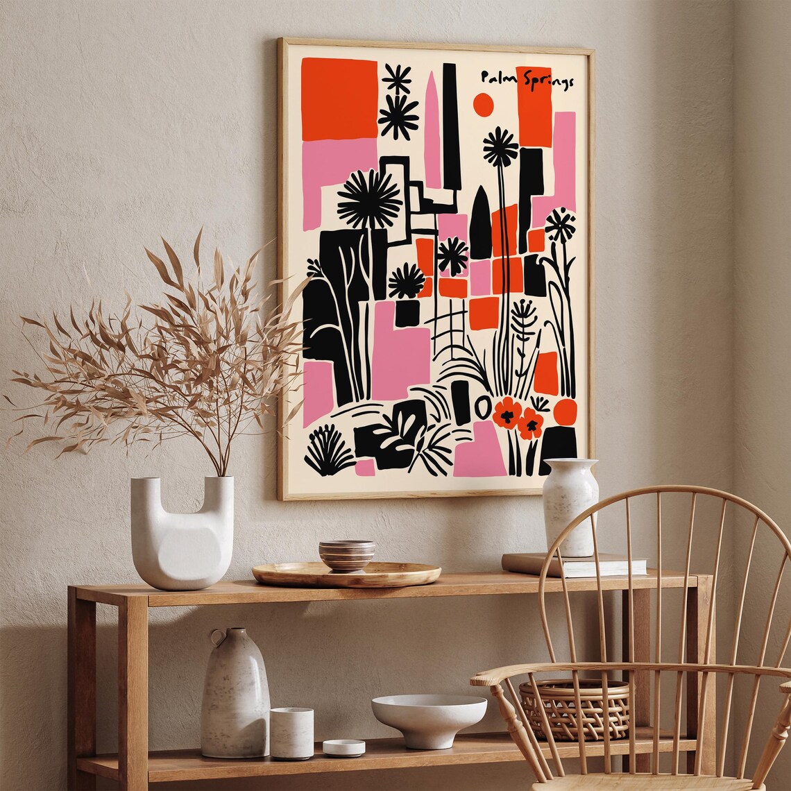 Palm Springs Mid Century Geometric Abstract Cityscape Poster - Image 4