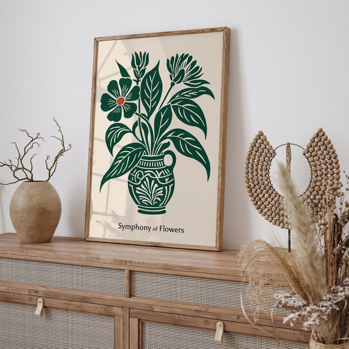 Beautiful Symphony of Flowers Green Botanical Rococo Art Poster - Image 2