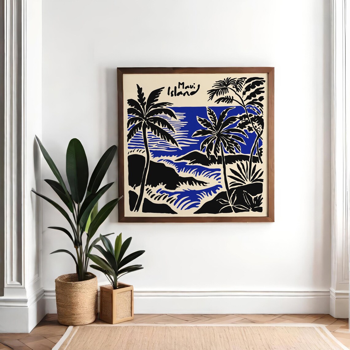Maui Island Palm Trees And Ocean Waves Square Hawaii Travel Poster - Image 5