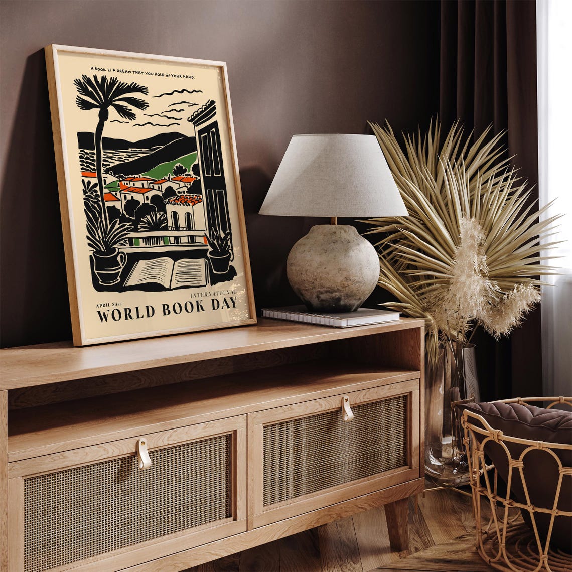 World Book Day Palm Terrace Village Quote Literary Lovers Poster - Image 2