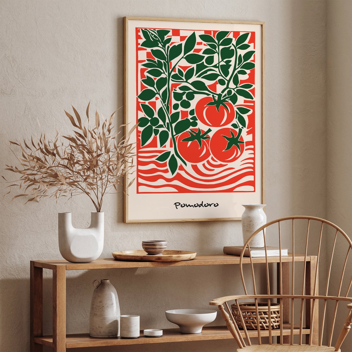 Pomodoro Italian Tomato Vine Red Green Retro Style Kitchen Poster - Image 6