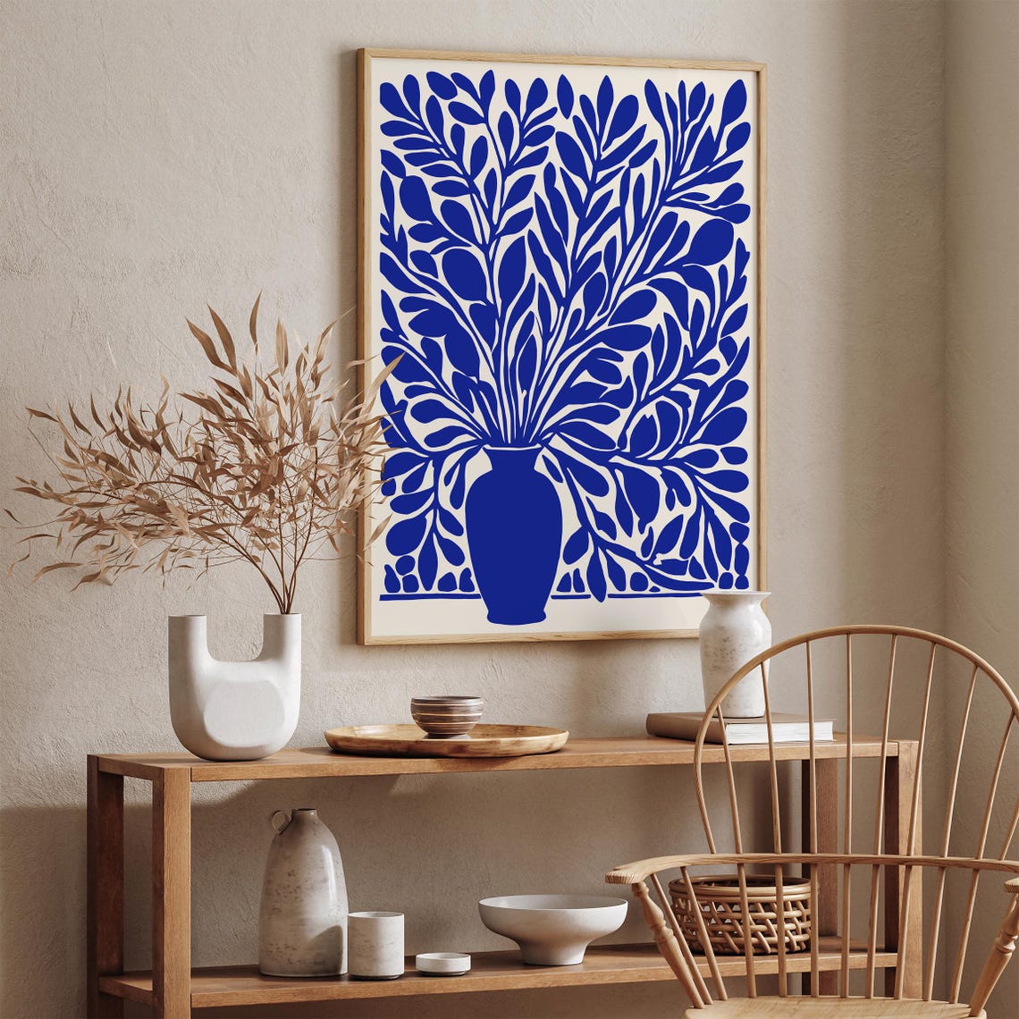 Bold Blue Floral Vase Cutout Matisse Style Botanical Wall Poster - Image 5