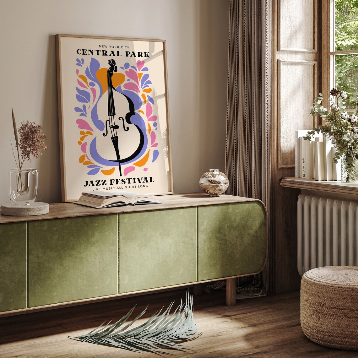Central Park Jazz Festival Poster New York City Live Music Wall Art Colorful Mid Century Modern Home Decor Unique Gift For Music Lovers - Image 6