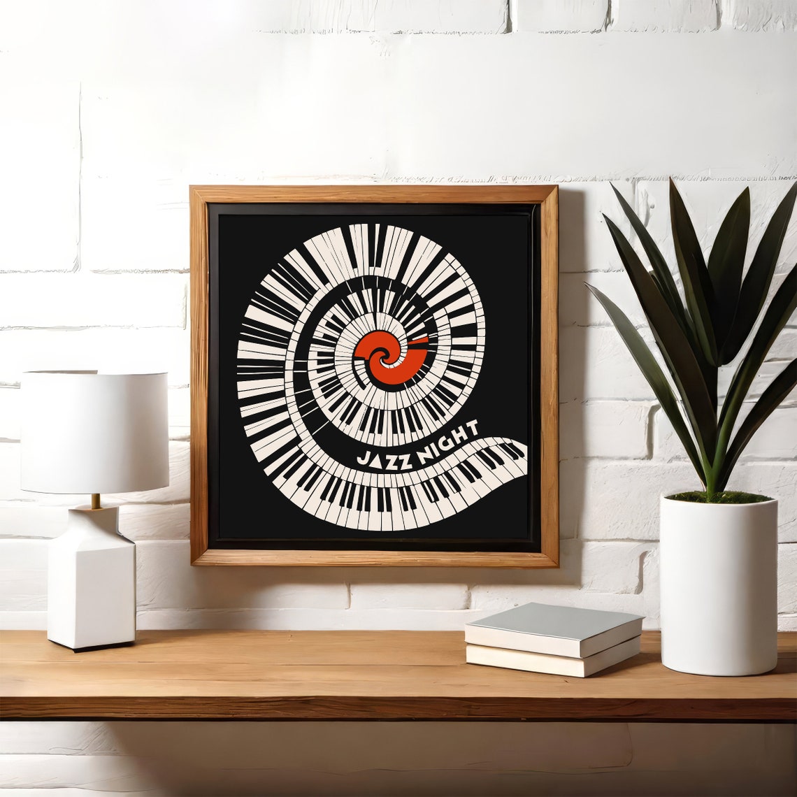 Jazz Night Spiral Piano Keyboard Bold Graphic Music Art Poster - Image 2