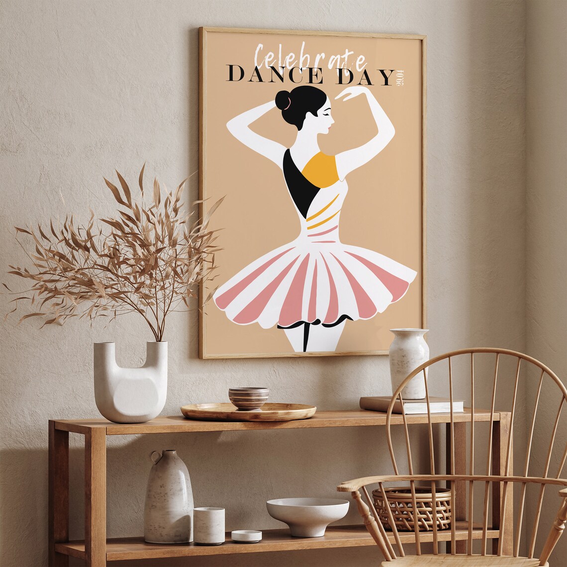 Celebrate Dance Day April 29 Blush Pink Tutu Ballerina Poster - Image 2