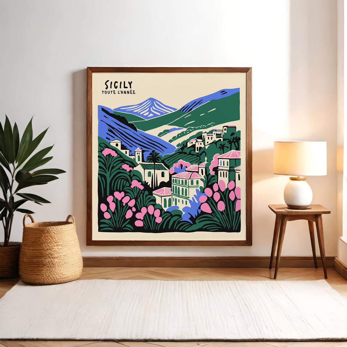 Sicily Toute l'Année Mount Etna Village View Retro Travel Poster - Image 4
