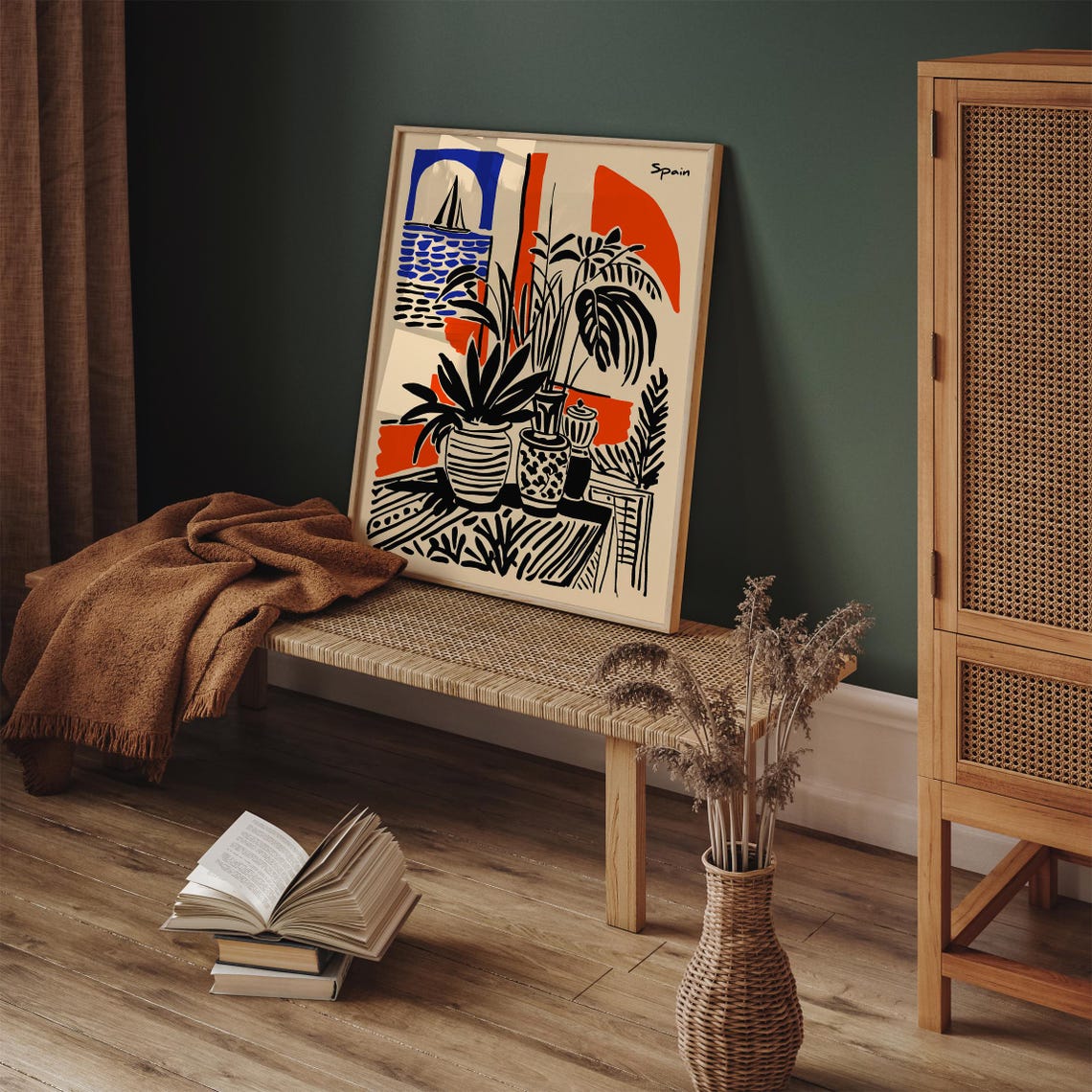 Spain Mediterranean Coast Sailboat Botanical Abstract Poster - Image 6