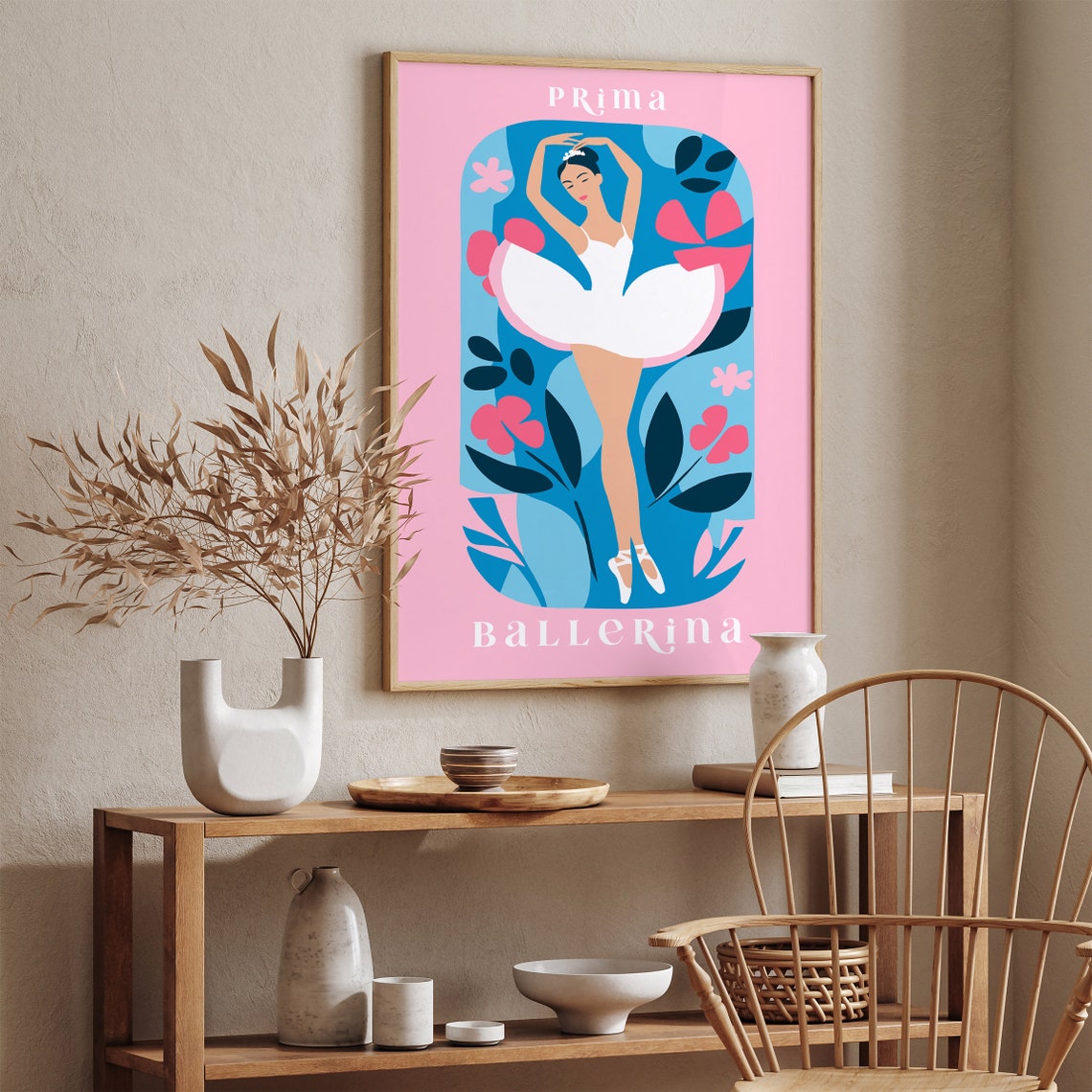 Prima Ballerina Pink Ballet Dancer Floral Nursery Wall Poster - Image 4
