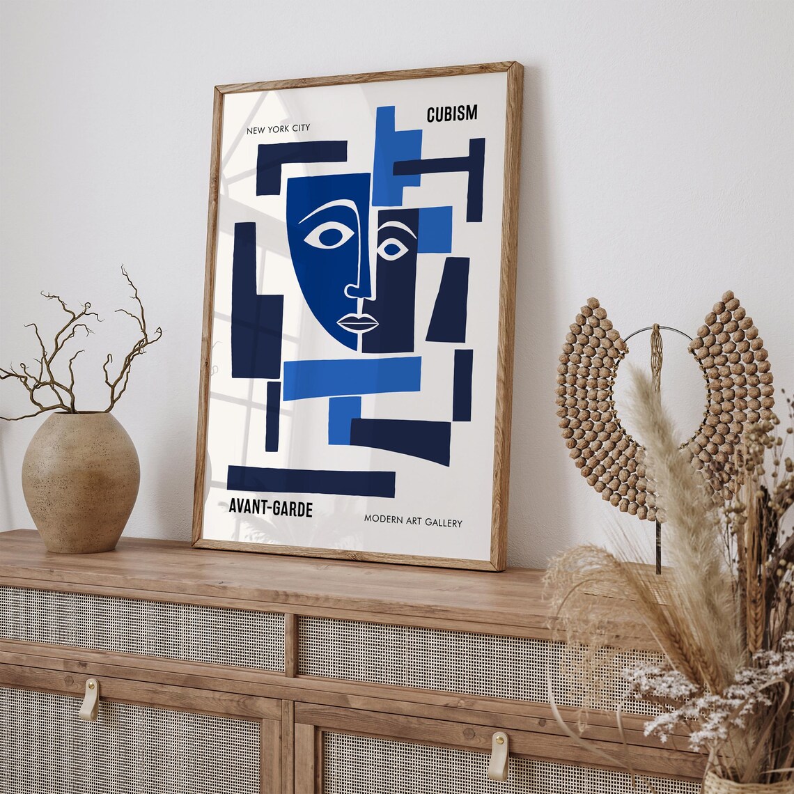 Blue Cubism Face New York City Modern Art Gallery Exhibition Poster - Image 4