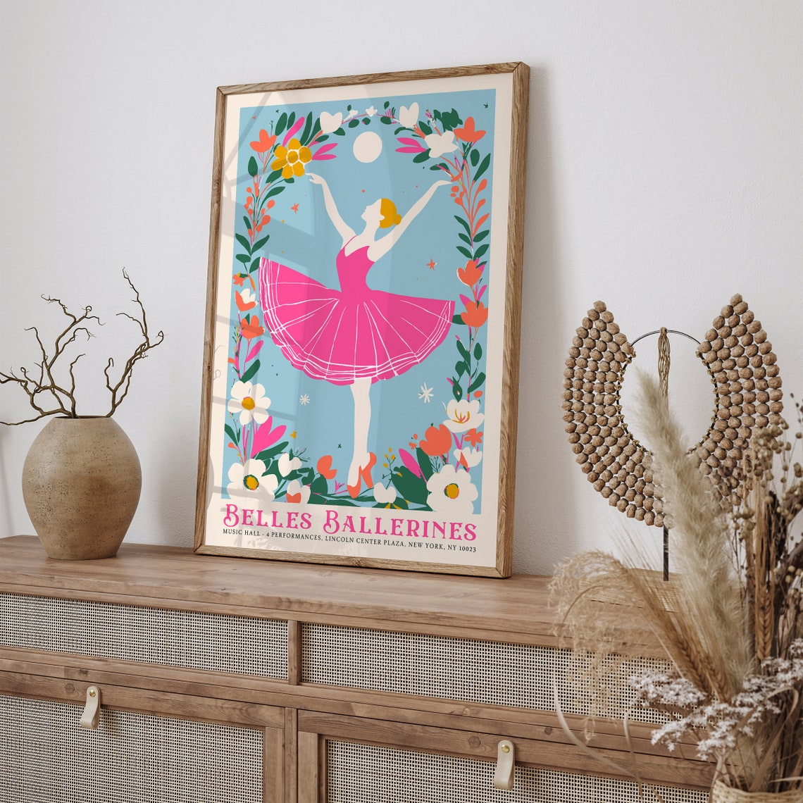 Belles Ballerines Lincoln Center Pink Tutu Floral Dancer Poster - Image 6