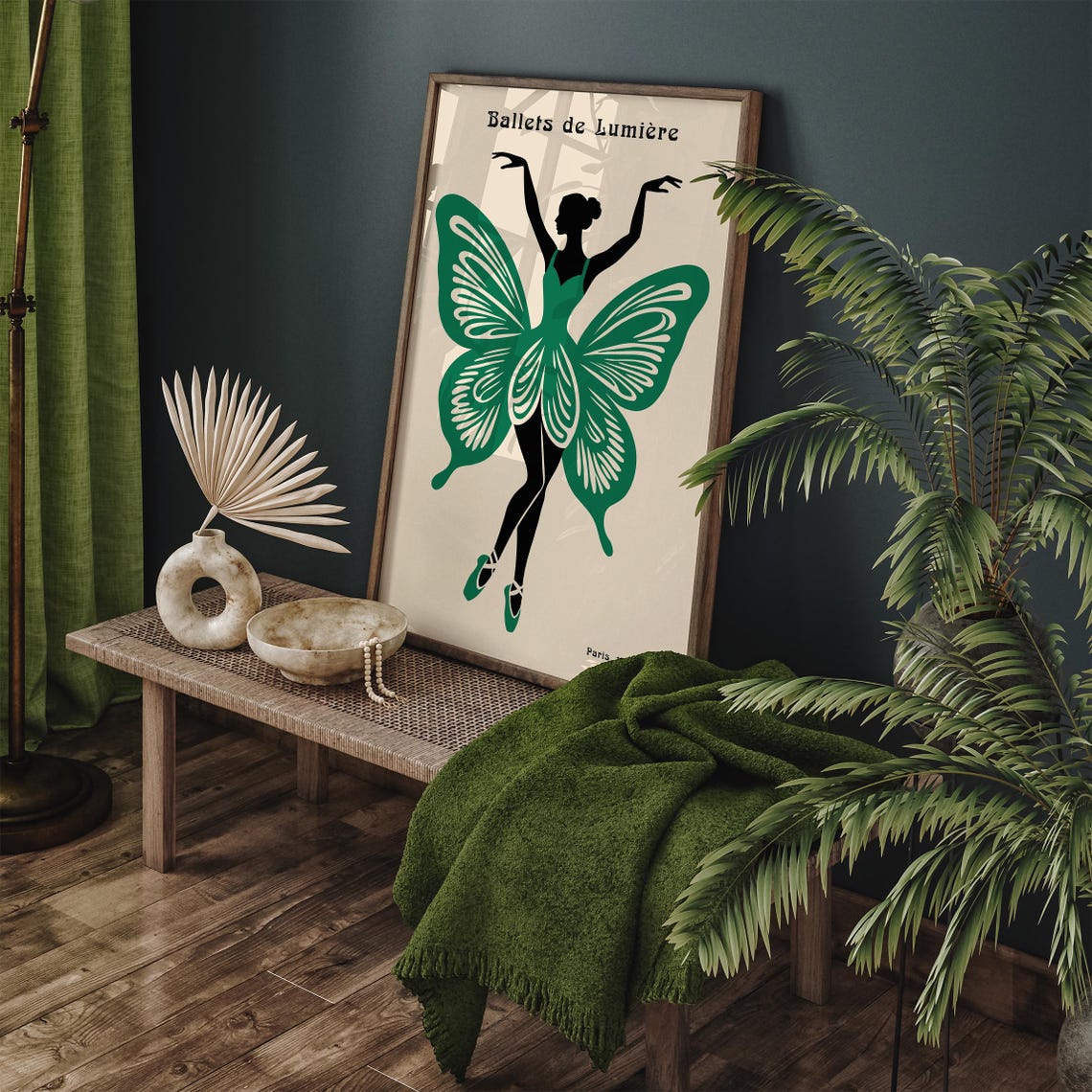 Ballets de Lumière Paris 1992 Poster with Green Butterfly Dancer - Image 3
