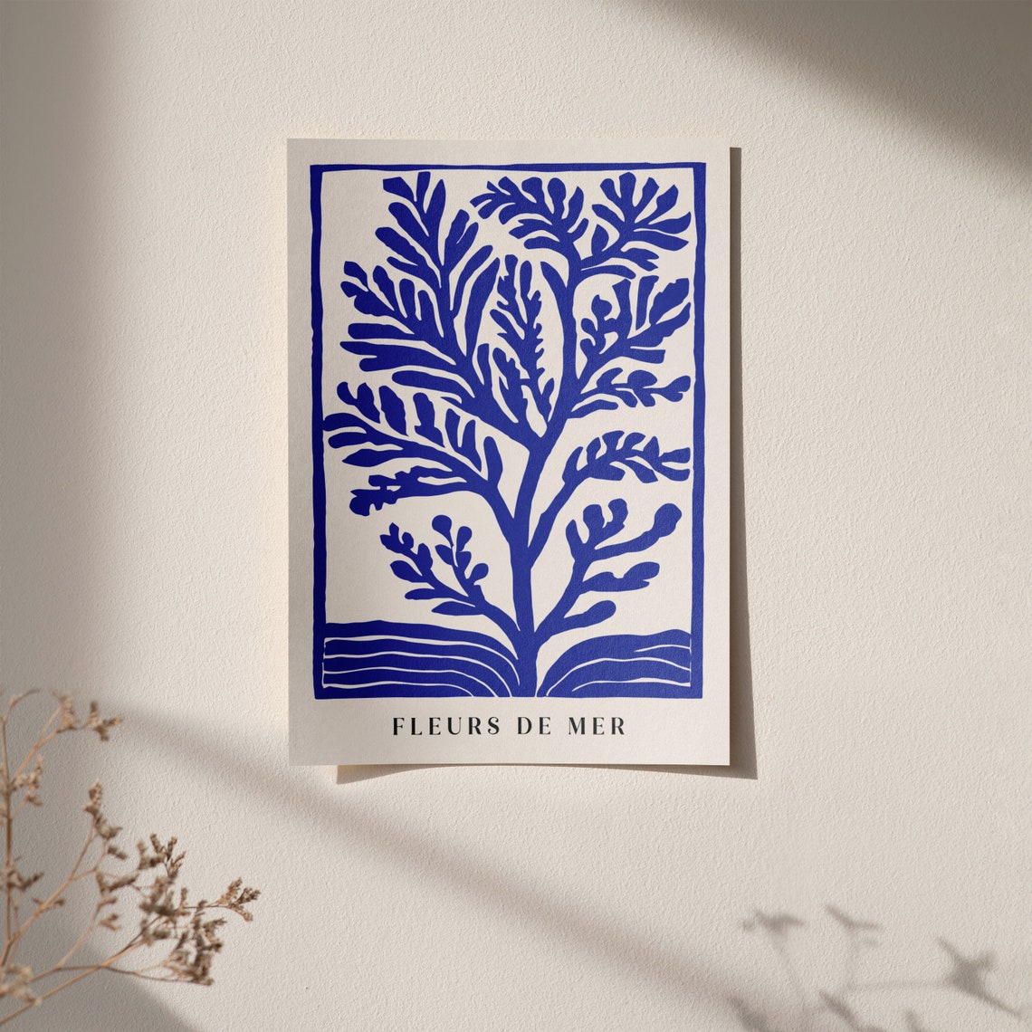 Fleurs De Mer Blue Seaweed Coral Coastal Botanical Art Poster - Image 4