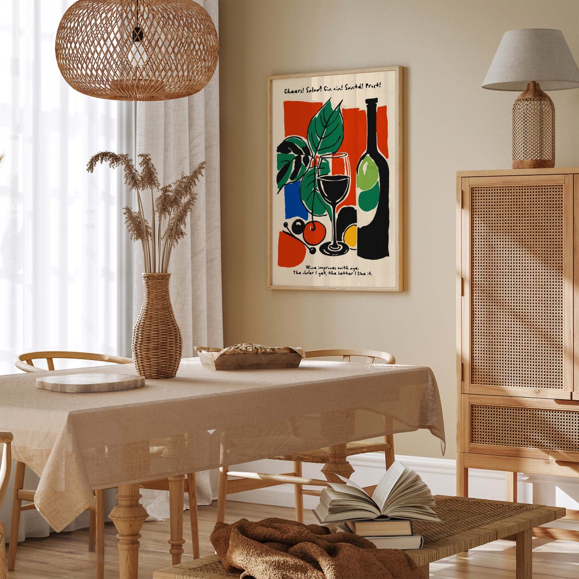 Cheers Wine Lovers Modern Abstract Red Wine Glass Kitchen Poster - Image 2