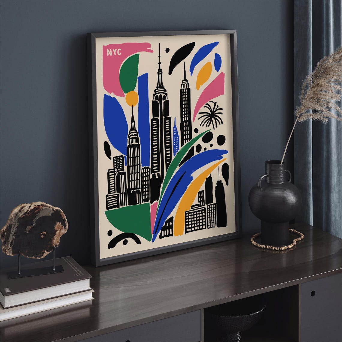 NYC Abstract Colorful Skyline with Empire State Building Poster - Image 2